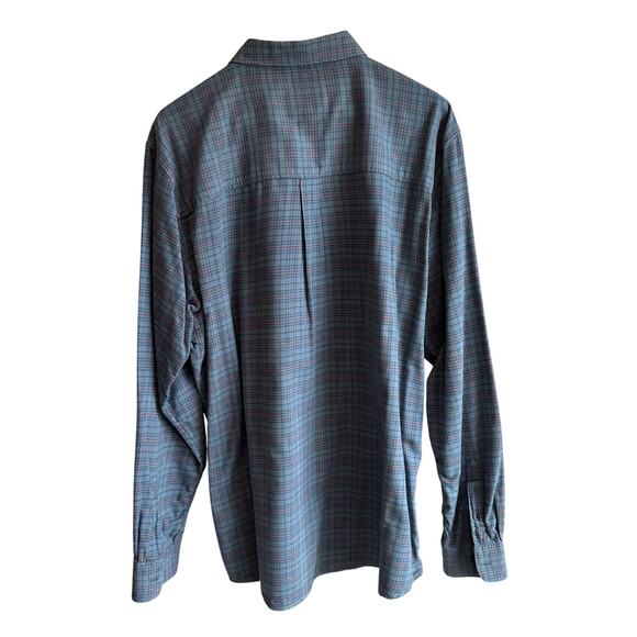 Beach & Barn Casual Long Sleeve Button Down Plaid Shirt Gray Blue - Picture 6 of 10